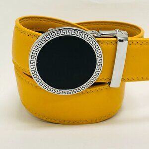 Mustard Yellow Belt Men's Leather Ratchet Belt with Automatic Buckle Adjustable‎